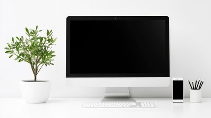 Poster - Minimalist workspace with a dedicated business communication hub.
