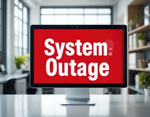System outage on computer screen in office
