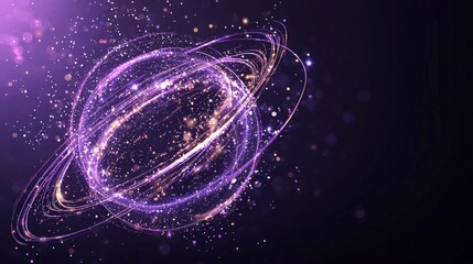 Poster - Abstract cosmic design featuring swirling purple rings and sparkling particles against a dark background, conveying a sense of depth and motion.