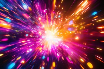Aufkleber - Vivid explosion of light and color creates a dynamic abstract background filled with energy and surprises Generative AI