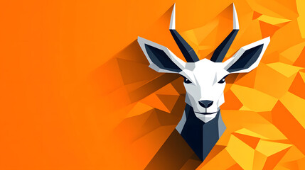 Poster - Dynamic antelope icon art flat design chaos vibrant orange background graphic style