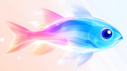 Poster - Vibrant colorful aquarium fish illustration digital art underwater environment abstract view