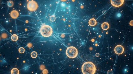 Poster - Illuminated mitochondria connected by glowing lines, creating a vibrant, representation of bio-energy concept