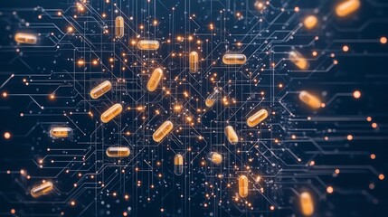 Poster - Digital visualization of how multivitamins function at a cellular level, symbolizing innovation in technology and health.