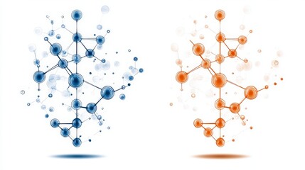 Poster - Abstract illustration of comparison of synthetic vs natural vitamin chemical structures symbolizing science, technology, and innovation.