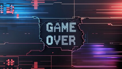 Poster - Digital abstract background featuring a glitch effect with the words 