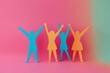 © Imagentive - Cheerful Paper People Friendship Unity Pink Background