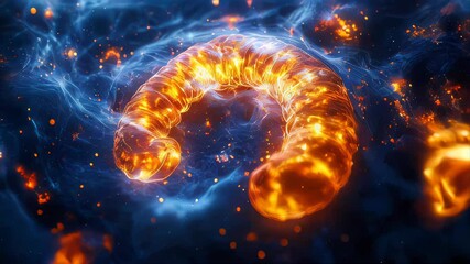 Poster - A highly detailed close-up of the intestines with a fiery, glowing texture, symbolizing inflammation, digestion, or gut health concerns