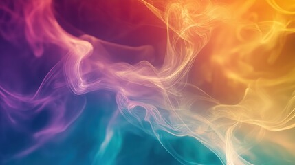 Poster - Abstract colorful smoke waves in vibrant blue, orange, and purple hues