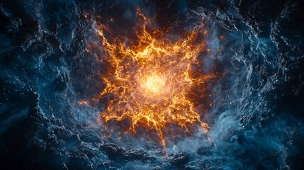 Aufkleber - Epic celestial battle of warriors in the cosmos digital art intense explosion dramatic viewpoint fantasy concept