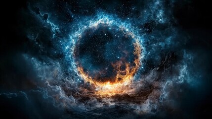 Aufkleber - Celestial explosion in a vast cosmic landscape a digital art journey through a mystical environment