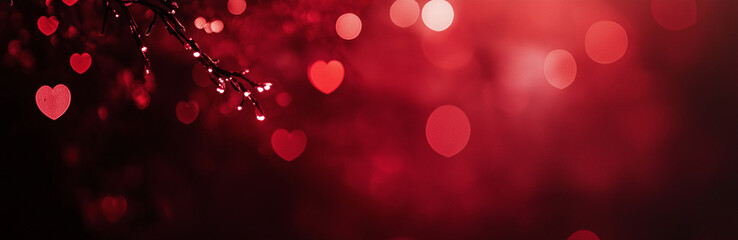 A red heart-shaped bokeh pattern on a dark background, perfect for Valentine's Day or romantic themes. 
