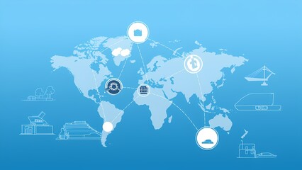 Poster - Global trade connections business overview infographic digital environment aerial view economic concepts
