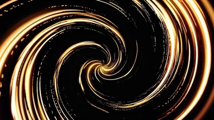 Poster - Golden swirling vortex creating a hypnotic spiral effect on a black background, perfect for projects related to energy, time travel, or abstract concepts
