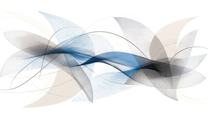 Poster - Abstract Waves of Colorful Lines in Blue, Black, and Gray Tones