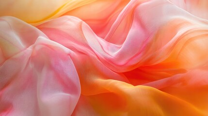 Poster - Soft Flowing Fabric in Warm Gradient Hues of Orange and Pink