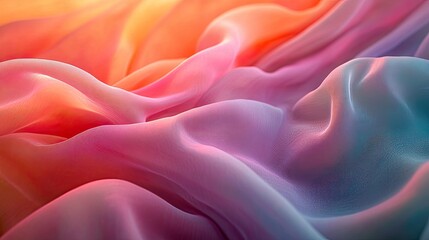 Poster - Colorful Waves of Flowing Fabric in Soft Pastel Shades