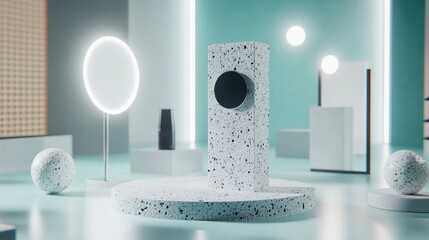 Poster - Modern Abstract Composition with Geometric Forms and Soft Lighting