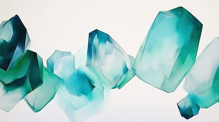 Poster - Ethereal Abstract Composition of Blue and Green Geometric Shapes
