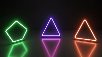 Aufkleber - Neon Geometric Shapes with Vibrant Colors and Reflections