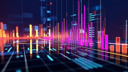 Poster - Colorful data visualization with vibrant graphs and lines