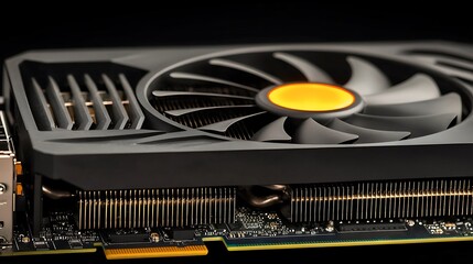 Poster - Close-up view of a high-performance graphics card showcasing its cooling fan and circuitry details