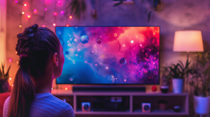 Poster - This People are singing and enjoying a lively karaoke party with dynamic lights in the background.