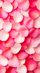 Poster - Vibrant pink rose petals arranged in a seamless, textured pattern, ideal for backgrounds or romantic designs.
