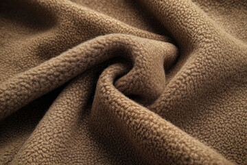 Poster - Close-up of a soft, textured, brown fleece fabric, showcasing its luxurious and cozy feel.