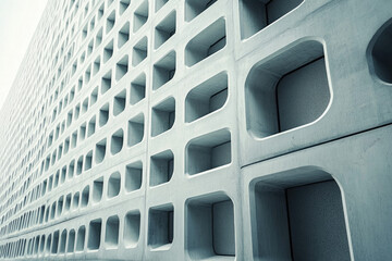 Poster - Abstract architectural image featuring a modern concrete building with a repeating pattern of rectangular recesses.
