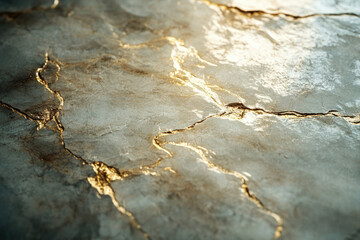 Poster - Grey stone texture with gold cracks, elegant and luxurious background.