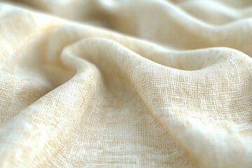Poster - Cream-colored linen fabric with a textured weave, softly draped and showcasing its natural elegance.