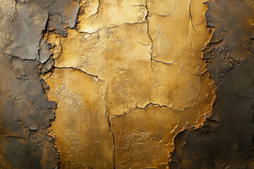 Aufkleber - Abstract textured art with cracked gold and dark brown paint, creating a dramatic, contrasting effect.