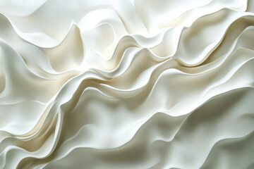 Poster - Abstract image of flowing, creamy white fabric, creating soft, undulating waves and folds.