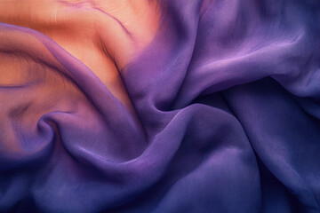 Poster - Ombre chiffon fabric, soft and flowing, with a gradient of orange to purple hues.