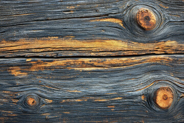Poster - Close-up view of weathered wood planks showing rich grain, knots, and color variations.