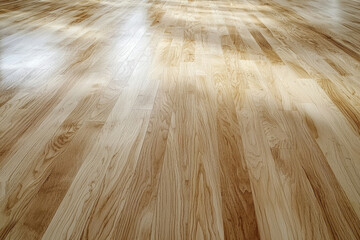 Poster - Light brown hardwood floor, neatly arranged planks reflecting sunlight.