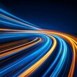 © Pamornpol - Dynamic Light Trails in Blue and Orange Abstract Background