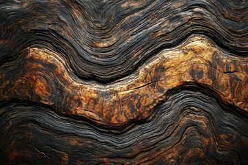 Poster - Intricate wood grain pattern with swirling dark and light brown hues, showcasing the beauty of aged timber.