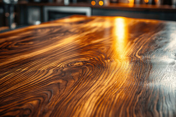 Poster - Close-up of rich, dark wood grain; luxurious, polished surface.