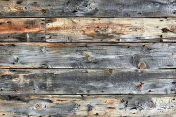 Poster - Rustic weathered wood planks showing various shades of grey, brown and beige, creating a textured background.