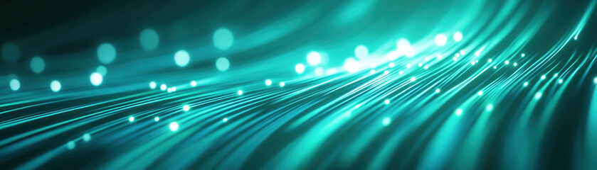 Aufkleber - Flowing lines of glowing teal light create mesmerizing abstract background, evoking sense of movement and energy. Perfect for digital designs and technology themes