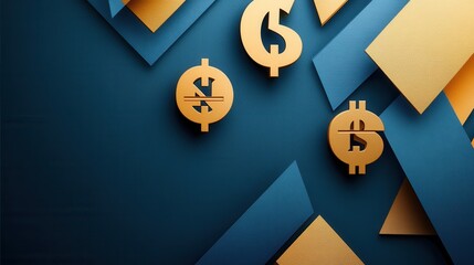 Poster - Sophisticated paper art background featuring geometric shapes that symbolize financial growth and investment opportunities Generative AI