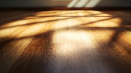 Wall Mural - view of a polished wooden surface with soft shadows, creating depth and warmth for healthcare compos