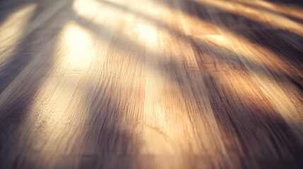 Wall Mural - view of a polished wooden surface with soft shadows, creating depth and warmth for healthcare compos