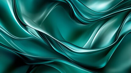 Poster - Abstract Teal Liquid Swirl Background Design Elegant Smooth Flowing Waves Modern Artistic Teal Green Fluid Texture Digital Wallpaper Premium Quality  