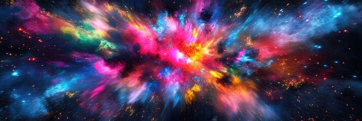 Aufkleber - Vibrant explosions of color create a dynamic abstract background showcasing neon hues and energetic movement Generative AI