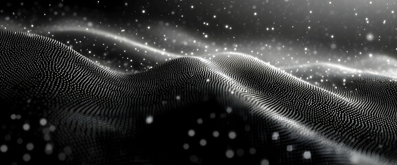 Poster - Abstract Black And White Dot Wave Background