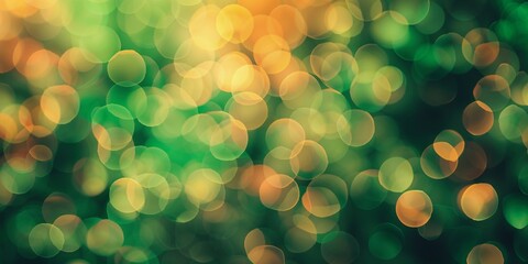 Poster - Soft bokeh lights create an enchanting atmosphere in a natural green setting during twilight hours