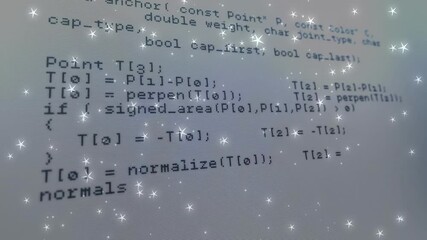 Poster - Sparkling star animation overlaying computer code on screen in school setting
